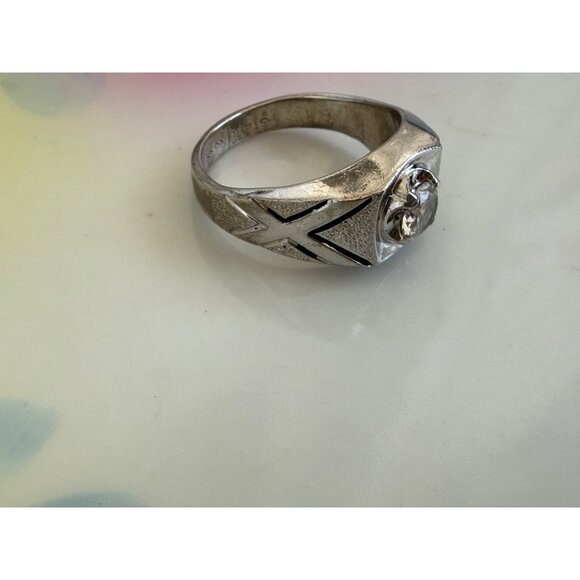 Vintage MCM Vargas Mens Sterling Ring Sz 12.5 Clear Spinel stone 13.5 grams